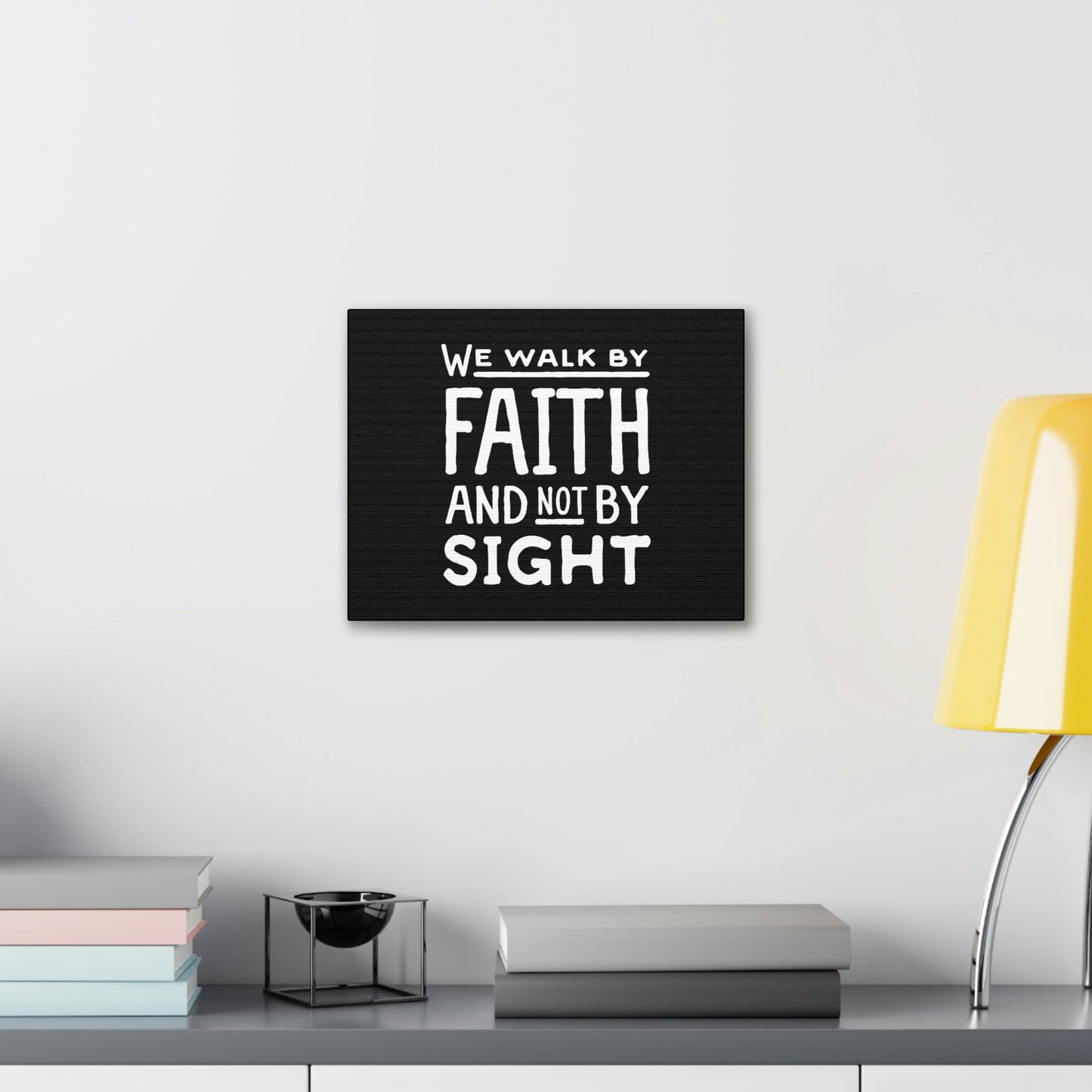 We Walk By Faith 2 Corinthians 5:7 Underlined Black Christian Wall Art Bible Verse Print Ready to Hang Unframed-Express Your Love Gifts
