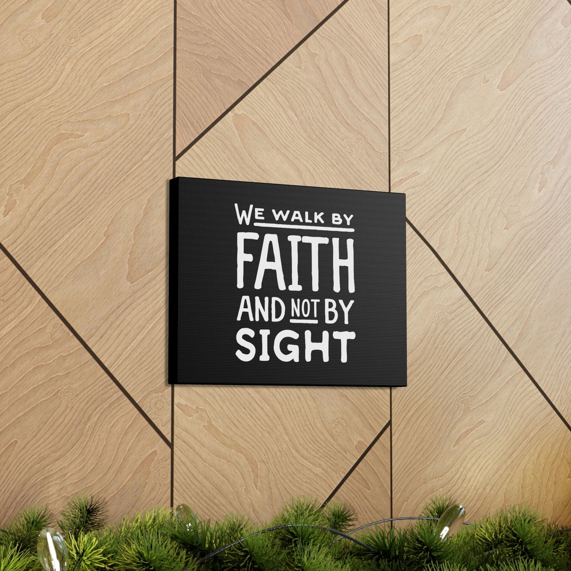 We Walk By Faith 2 Corinthians 5:7 Underlined Black Christian Wall Art Bible Verse Print Ready to Hang Unframed-Express Your Love Gifts