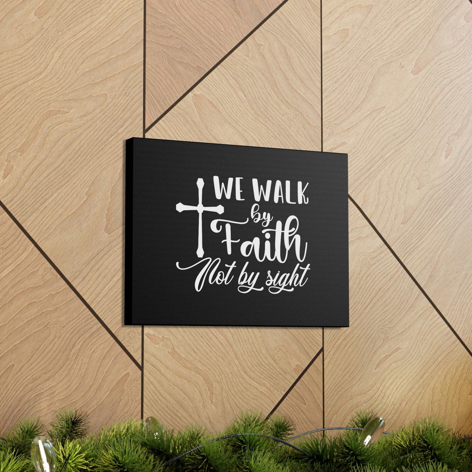 We Walk By Faith Not By Sight 2 Corinthians 5:7 White Cross Christian Wall Art Bible Verse Print Ready to Hang Unframed-Express Your Love Gifts