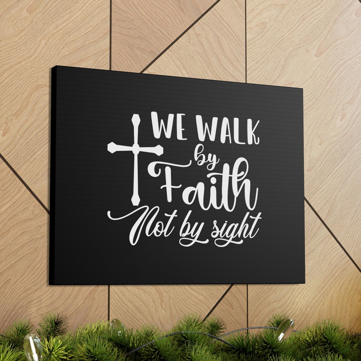 We Walk By Faith Not By Sight 2 Corinthians 5:7 White Cross Christian Wall Art Bible Verse Print Ready to Hang Unframed-Express Your Love Gifts