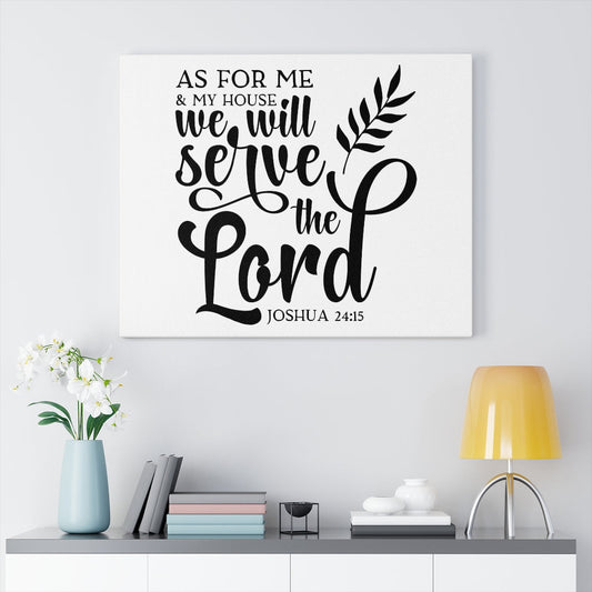 Scripture Walls We Will Serve The Lord Joshua 24:15 White Bible Verse Canvas Christian Wall Art Ready to Hang Unframed-Express Your Love Gifts