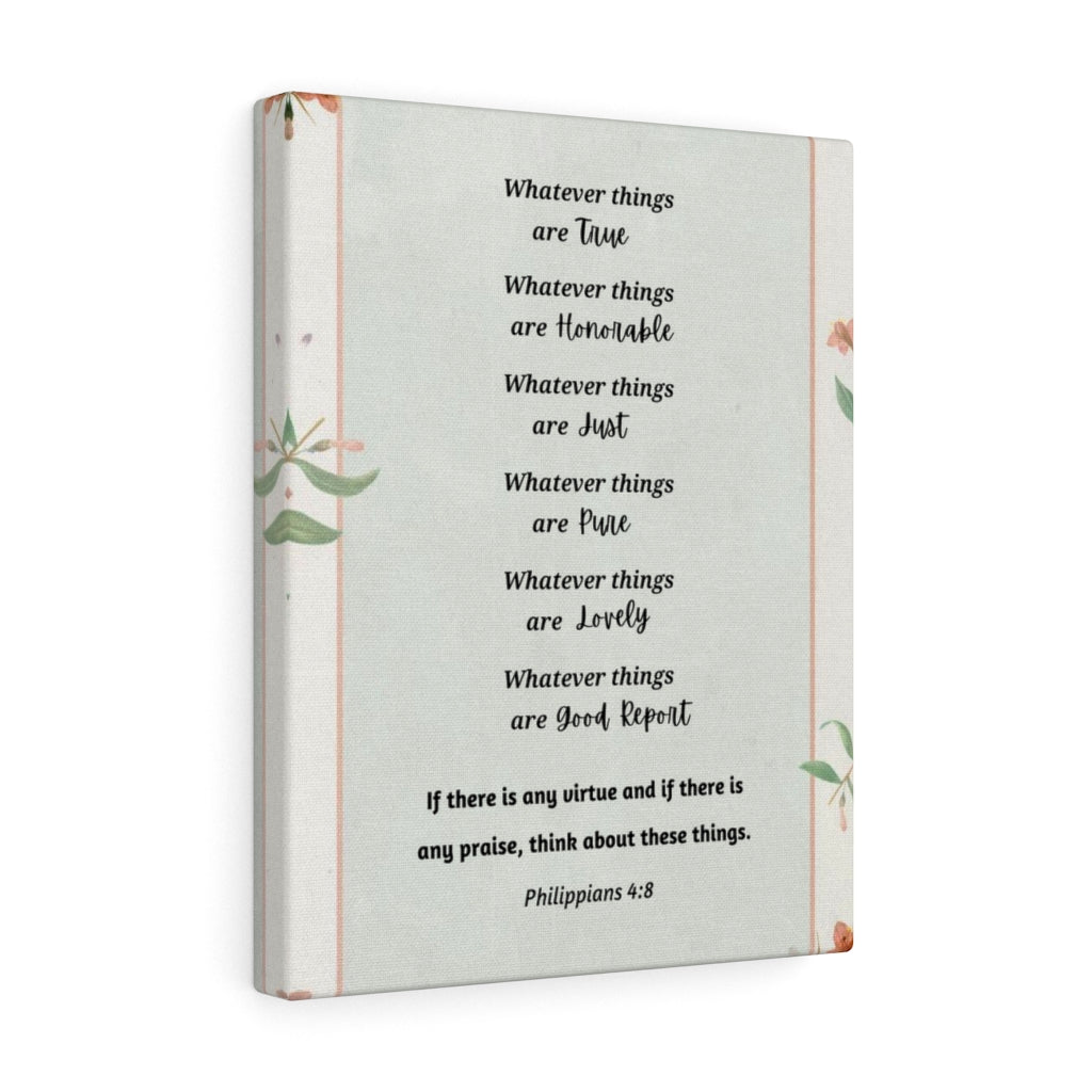 Whatever Things Are True Philippians 4:8 Bible Verse Canvas Christian Wall Art Ready to Hang Unframed-Express Your Love Gifts