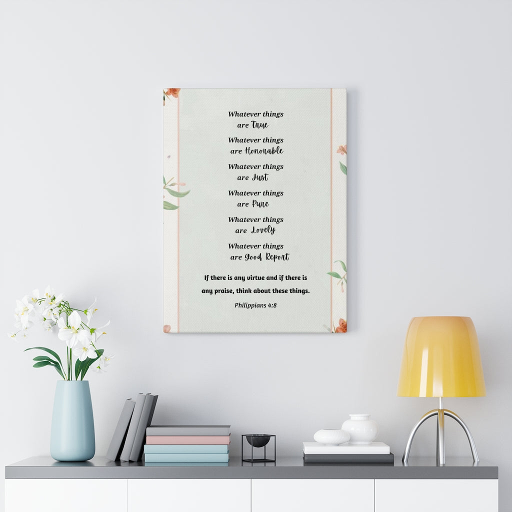 Whatever Things Are True Philippians 4:8 Bible Verse Canvas Christian Wall Art Ready to Hang Unframed-Express Your Love Gifts