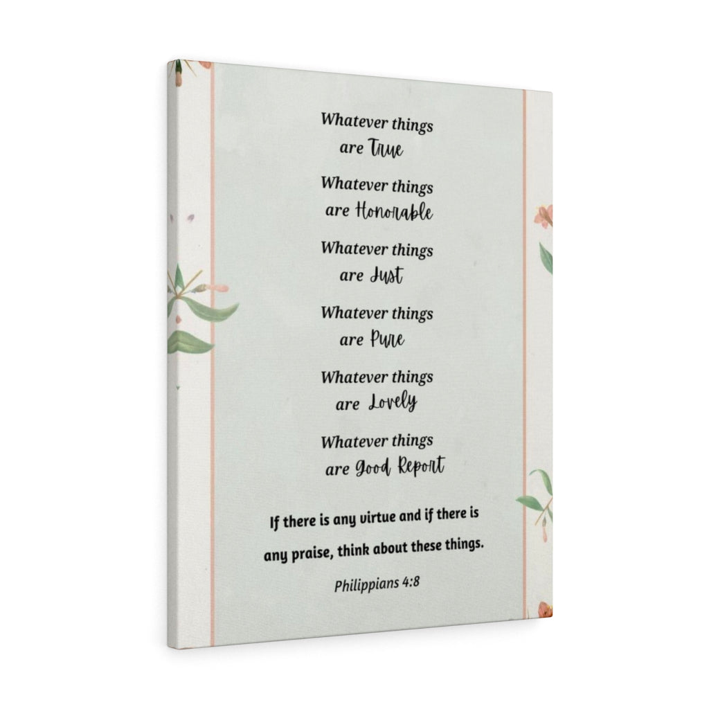 Whatever Things Are True Philippians 4:8 Bible Verse Canvas Christian Wall Art Ready to Hang Unframed-Express Your Love Gifts