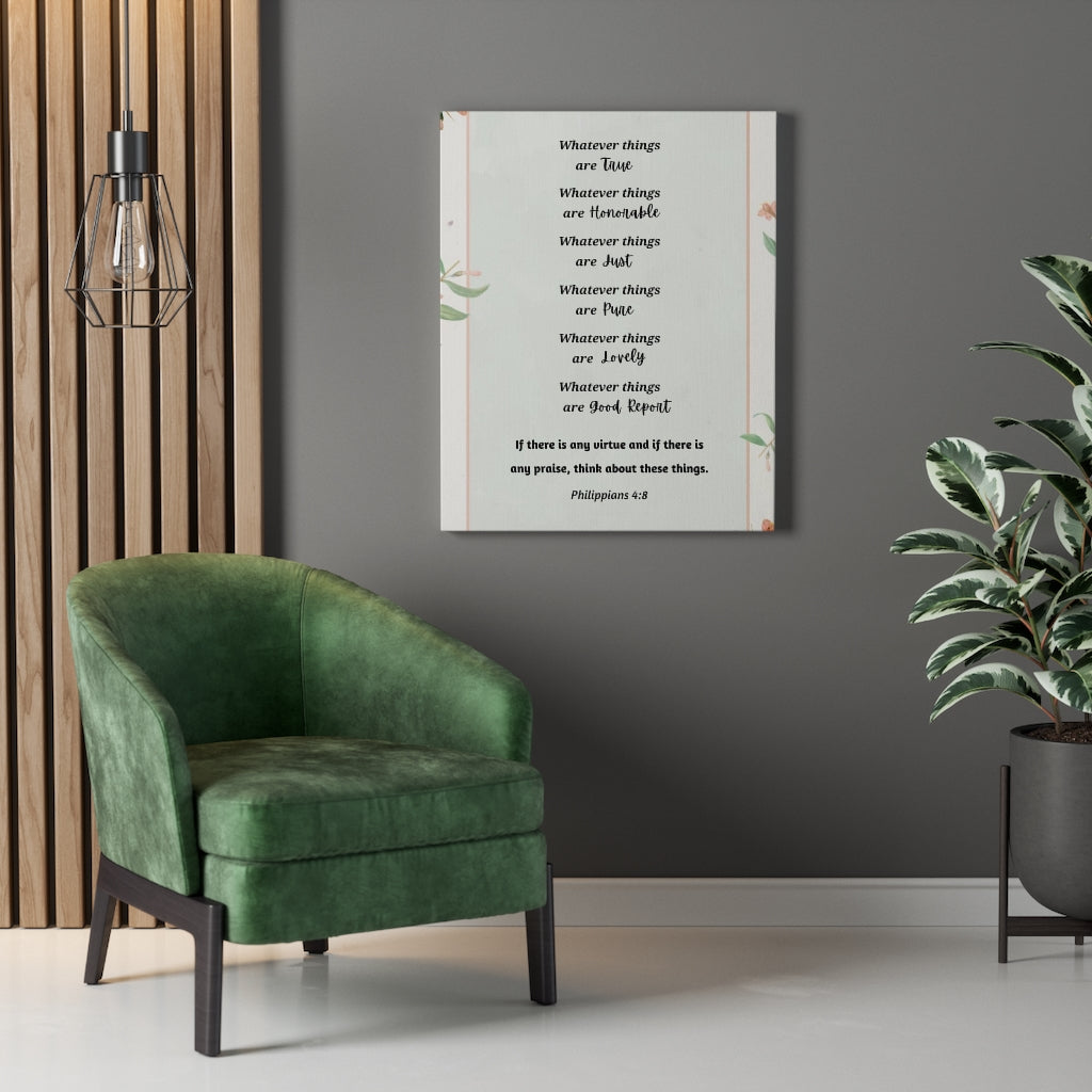 Whatever Things Are True Philippians 4:8 Bible Verse Canvas Christian Wall Art Ready to Hang Unframed-Express Your Love Gifts