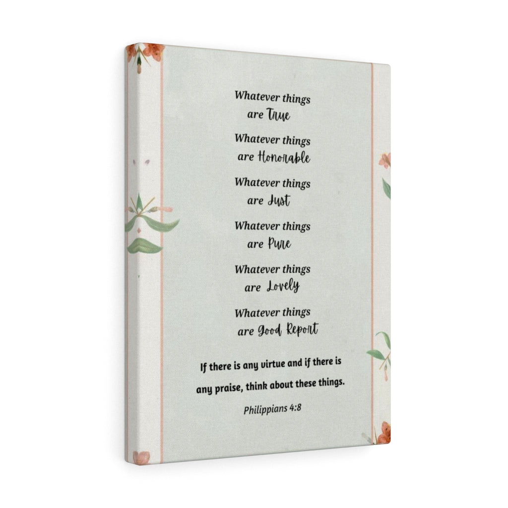 Whatever Things Are True Philippians 4:8 Bible Verse Canvas Christian Wall Art Ready to Hang Unframed-Express Your Love Gifts