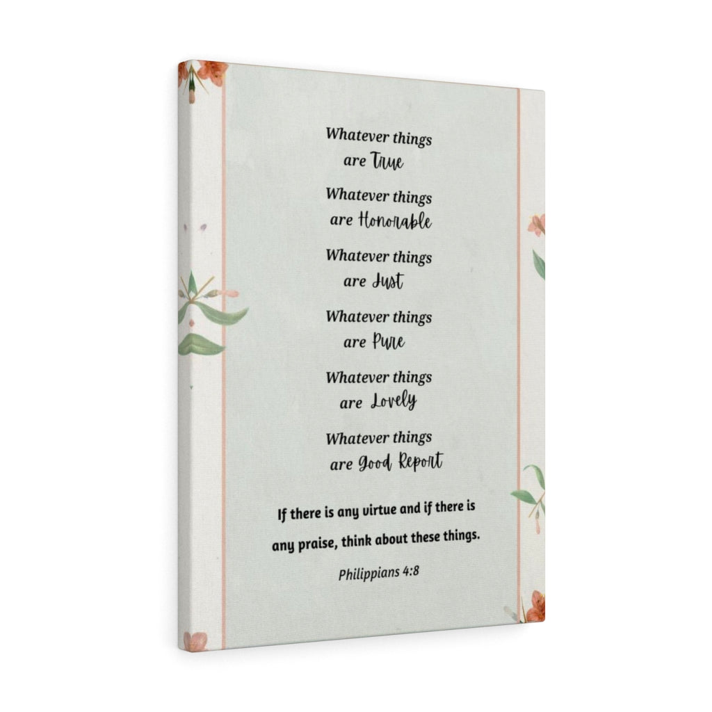 Whatever Things Are True Philippians 4:8 Bible Verse Canvas Christian Wall Art Ready to Hang Unframed-Express Your Love Gifts