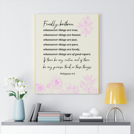 Whatsoever Things Are Philippians 4:8 Bible Verse Canvas Christian Wall Art Ready to Hang Unframed-Express Your Love Gifts