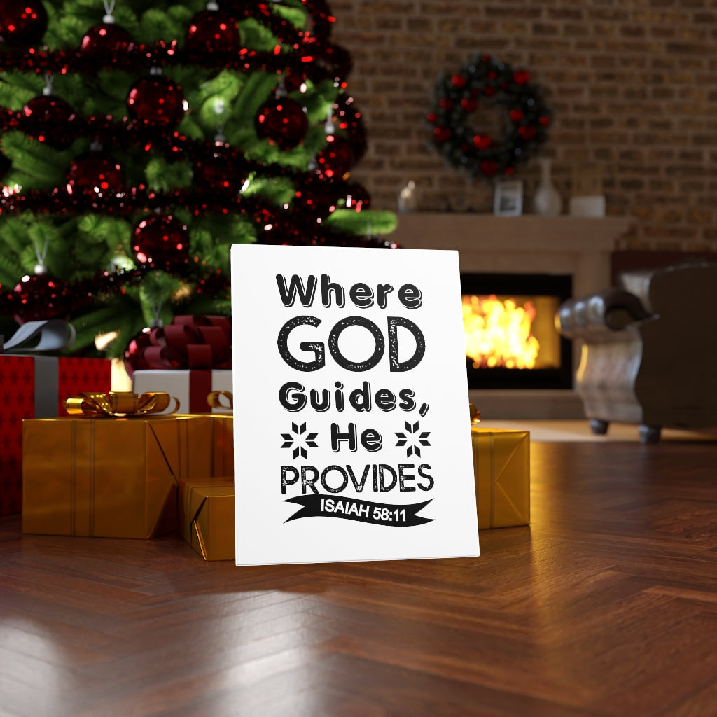 Where God Guides He Provides Isaiah 58:11 Bible Verse Canvas Christian Wall Art Ready to Hang Unframed-Express Your Love Gifts