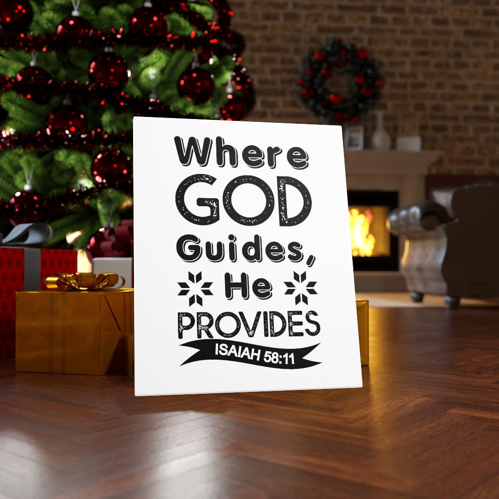 Where God Guides He Provides Isaiah 58:11 Bible Verse Canvas Christian Wall Art Ready to Hang Unframed-Express Your Love Gifts