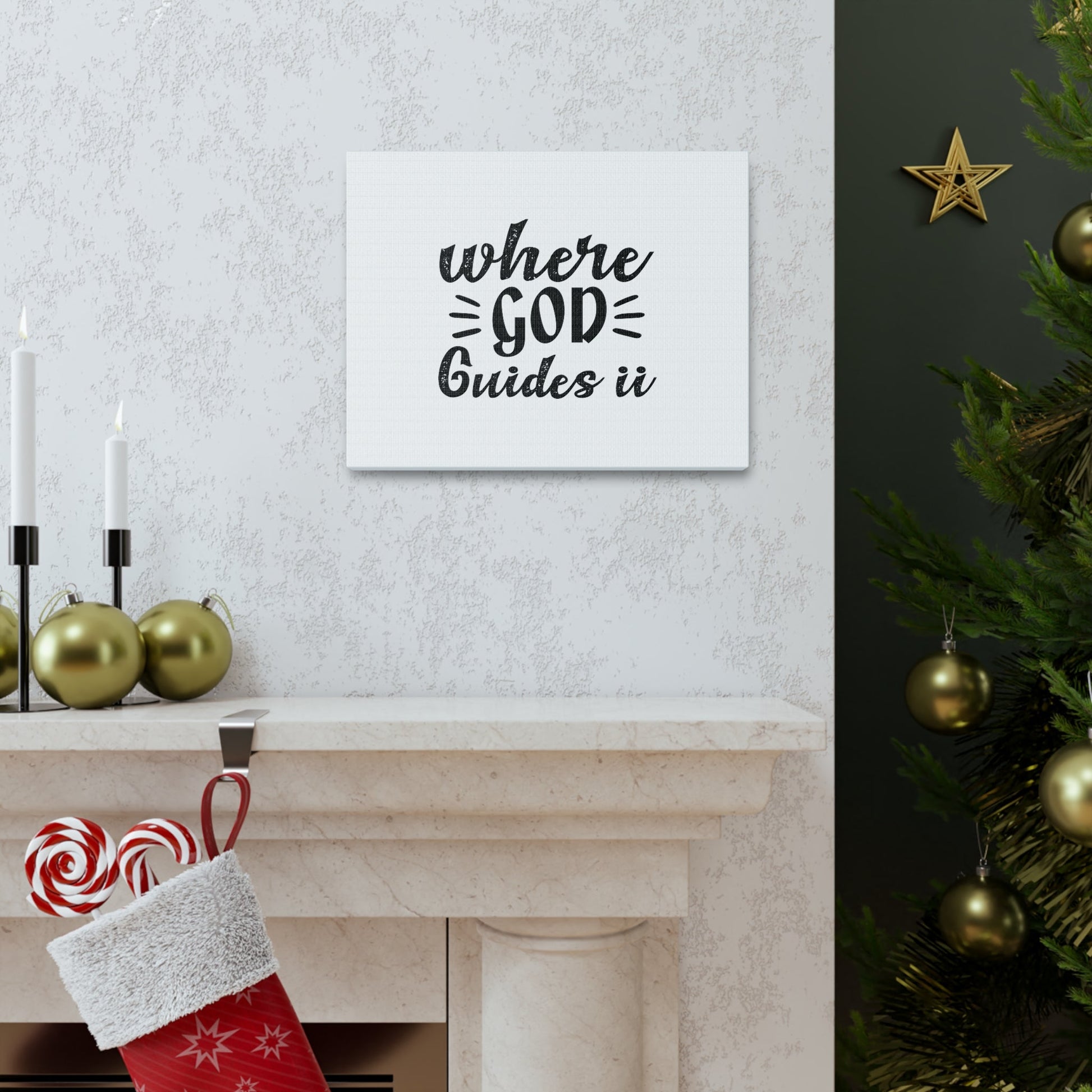 Where God Guides It Psalm 119:105 Christian Wall Art Bible Verse Print Ready to Hang Unframed-Express Your Love Gifts