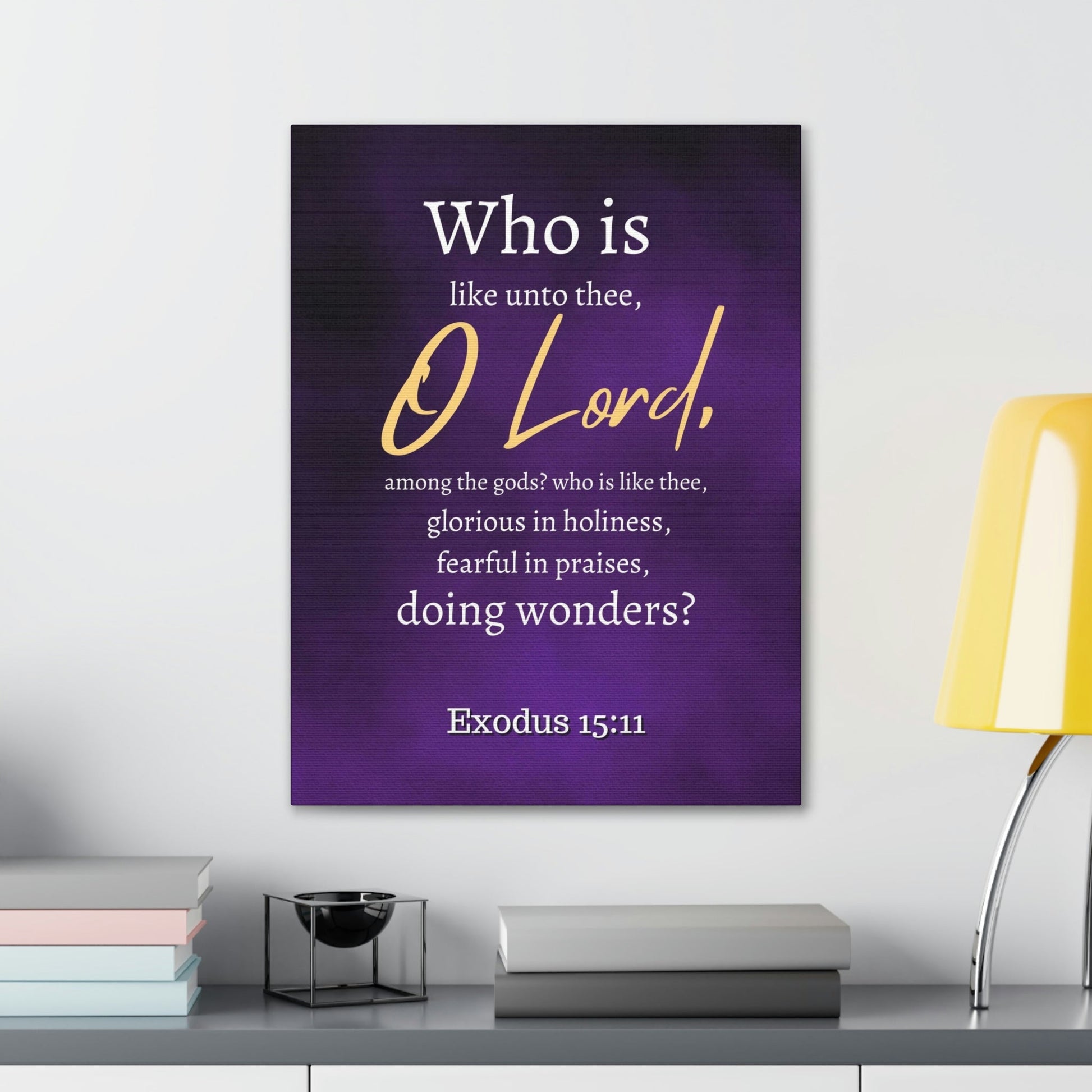 Scripture Walls Who Is Like You Lord? Exodus 15:12 Bible Verse Canvas Christian Wall Art Ready to Hang Unframed-Express Your Love Gifts