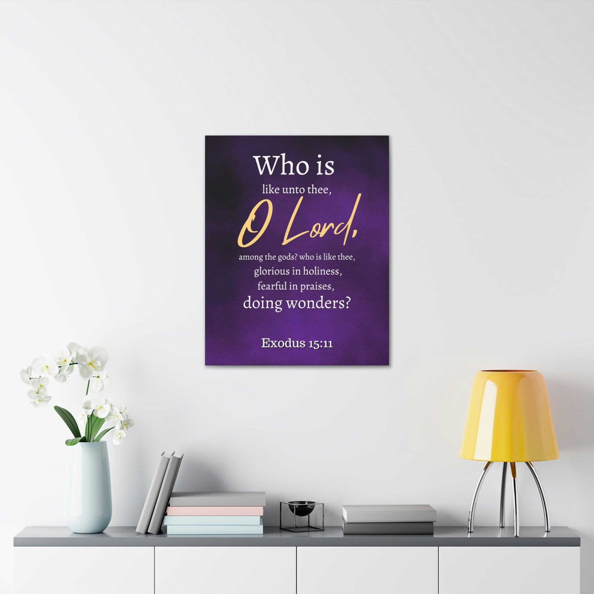 Scripture Walls Who Is Like You Lord? Exodus 15:12 Bible Verse Canvas Christian Wall Art Ready to Hang Unframed-Express Your Love Gifts