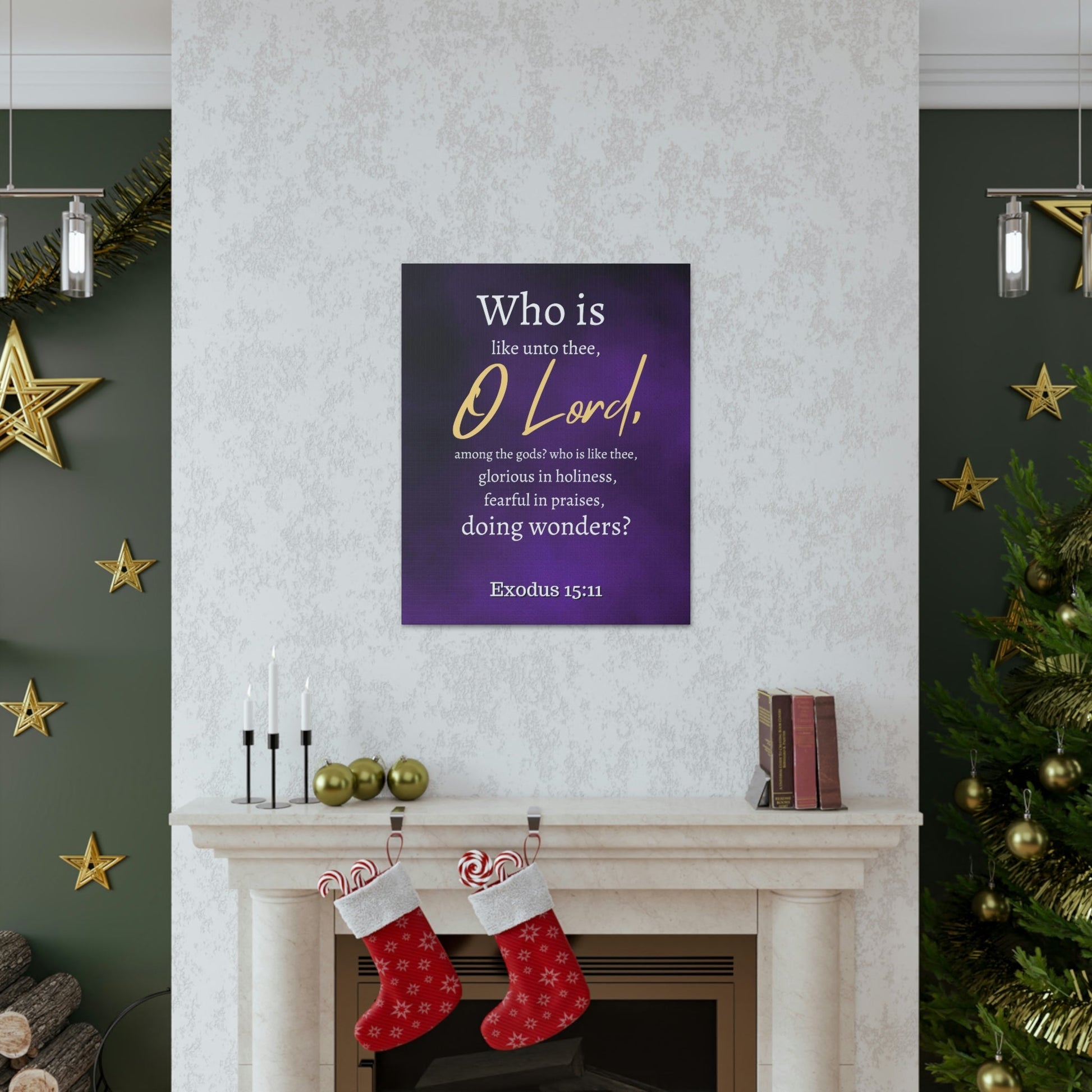 Scripture Walls Who Is Like You Lord? Exodus 15:12 Bible Verse Canvas Christian Wall Art Ready to Hang Unframed-Express Your Love Gifts