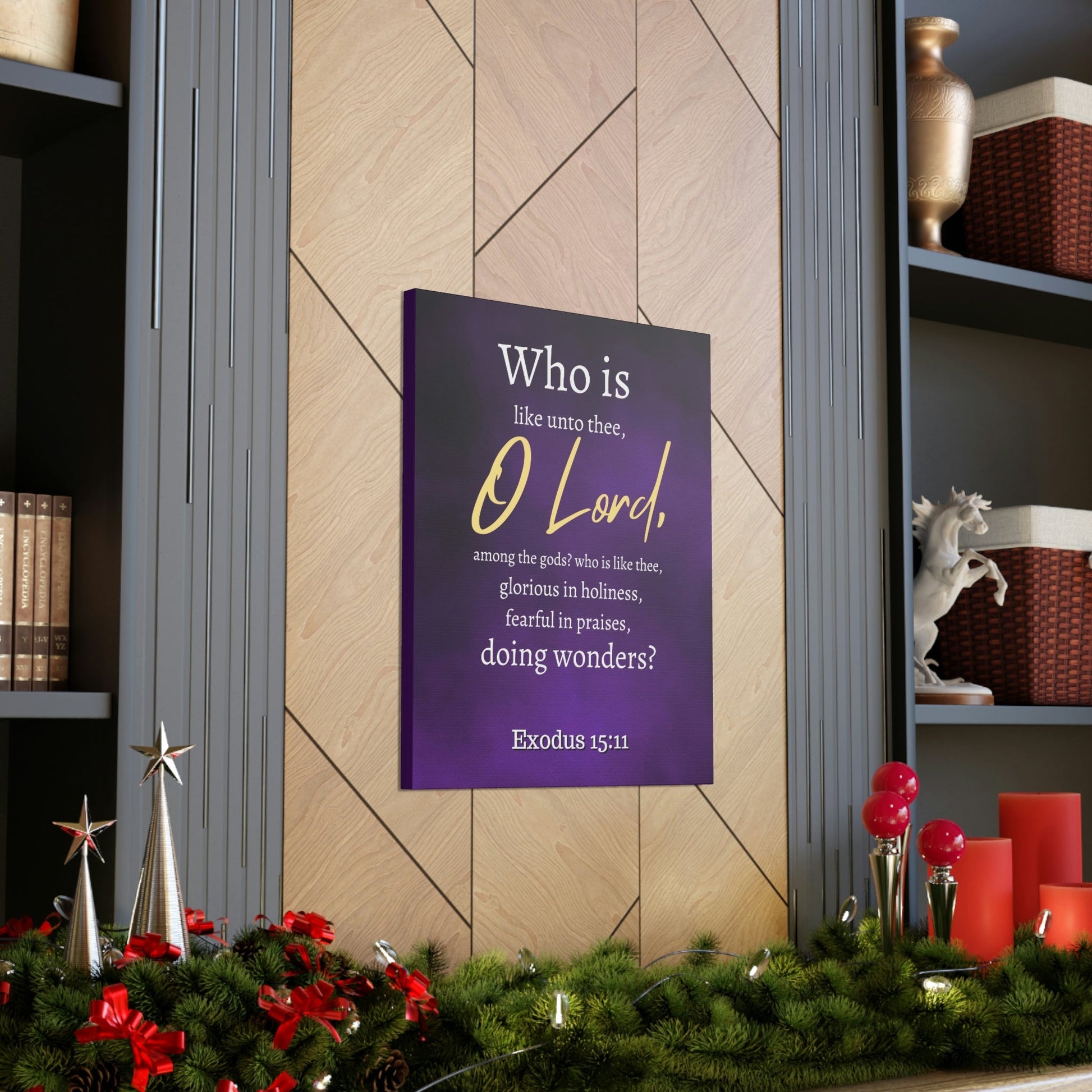 Scripture Walls Who Is Like You Lord? Exodus 15:12 Bible Verse Canvas Christian Wall Art Ready to Hang Unframed-Express Your Love Gifts