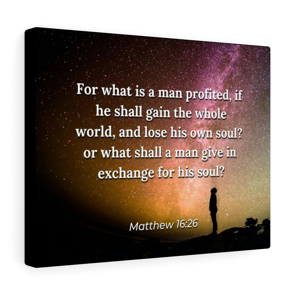 Whole World Matthew 16:26 Bible Verse Canvas Christian Wall Art Ready to Hang Unframed-Express Your Love Gifts