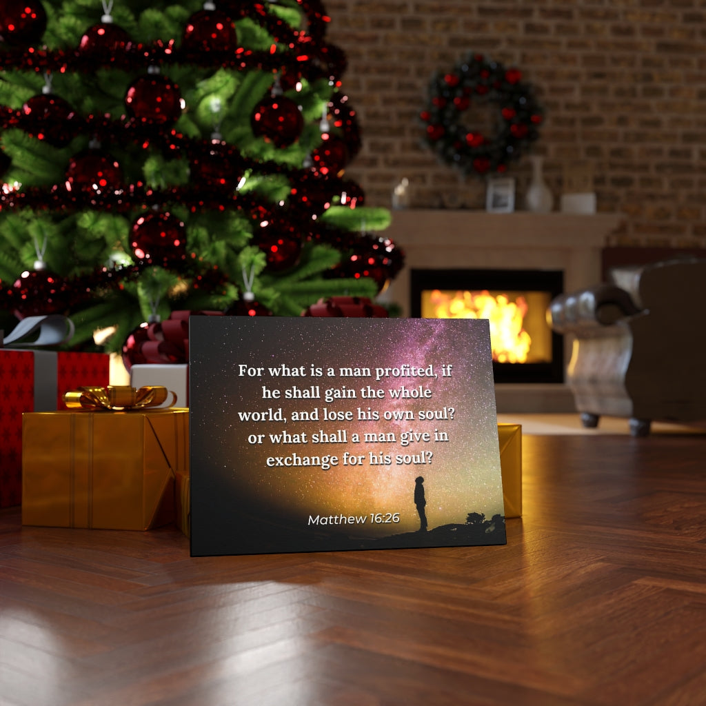 Whole World Matthew 16:26 Bible Verse Canvas Christian Wall Art Ready to Hang Unframed-Express Your Love Gifts