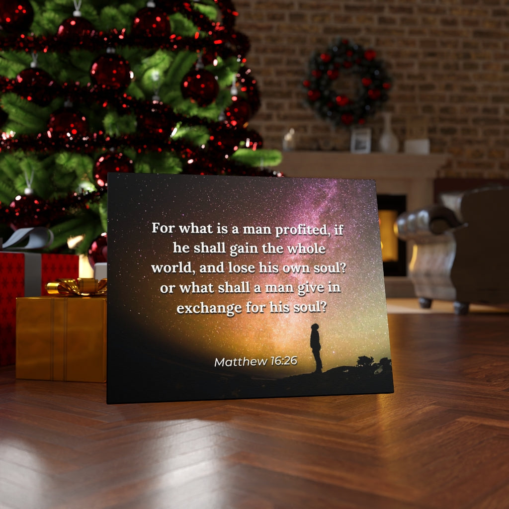 Whole World Matthew 16:26 Bible Verse Canvas Christian Wall Art Ready to Hang Unframed-Express Your Love Gifts