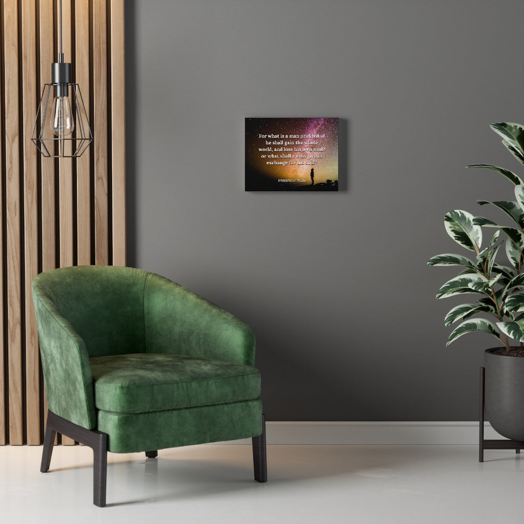 Whole World Matthew 16:26 Bible Verse Canvas Christian Wall Art Ready to Hang Unframed-Express Your Love Gifts