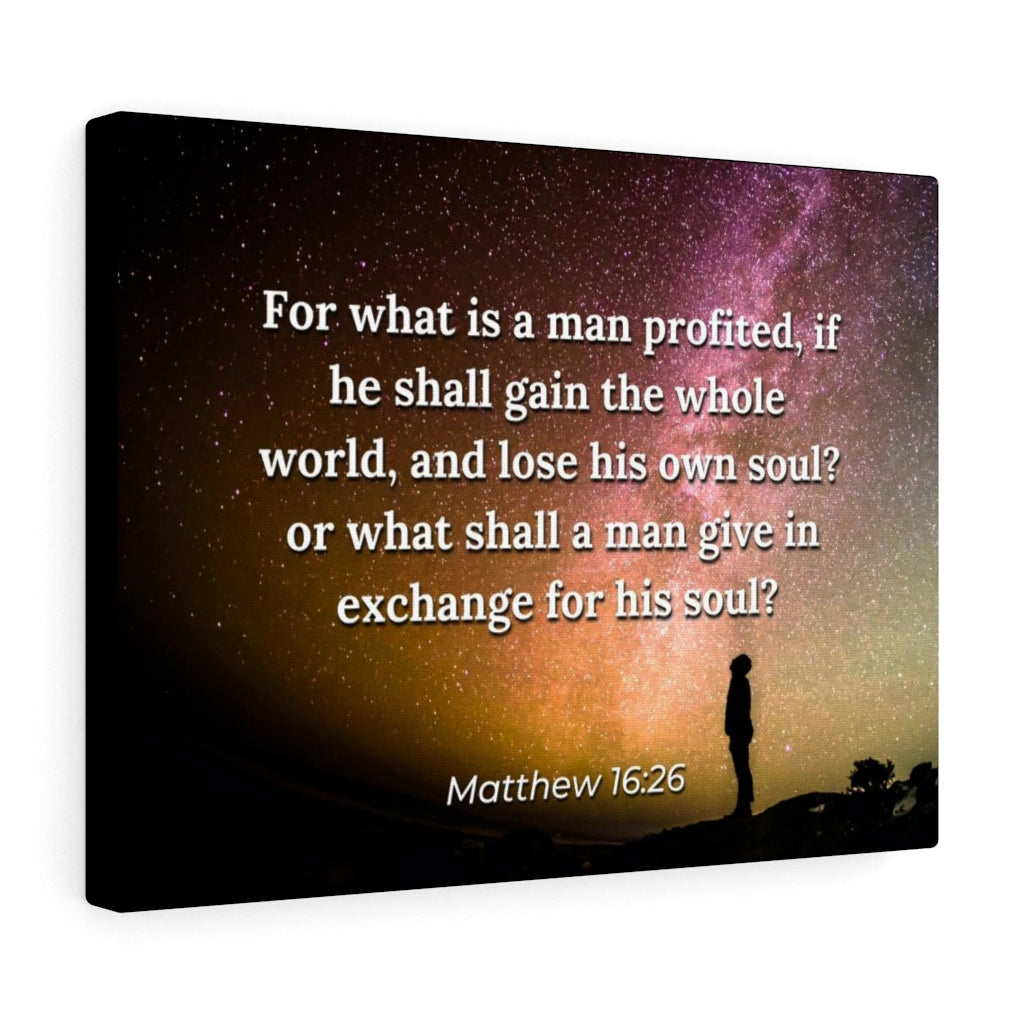 Whole World Matthew 16:26 Bible Verse Canvas Christian Wall Art Ready to Hang Unframed-Express Your Love Gifts