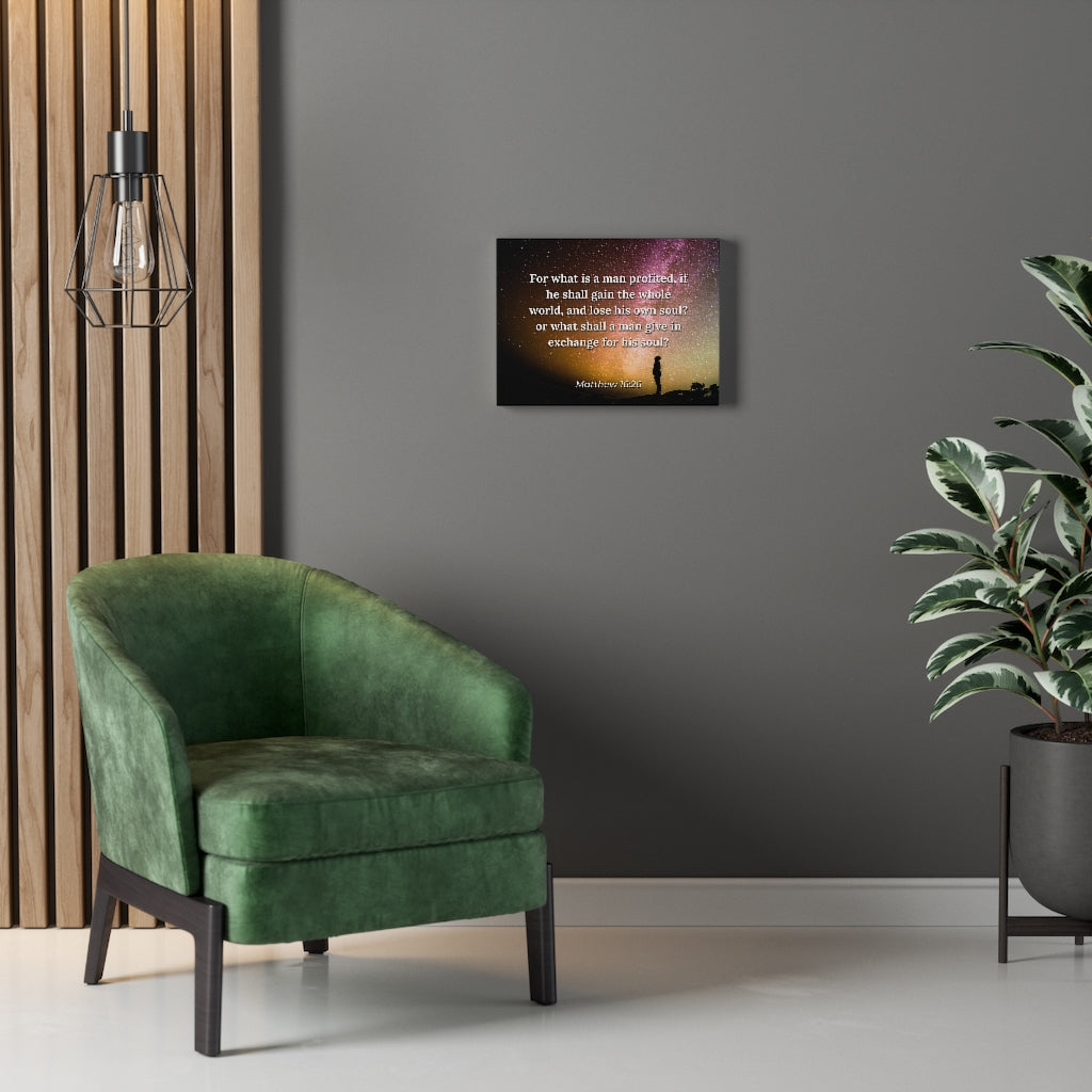 Whole World Matthew 16:26 Bible Verse Canvas Christian Wall Art Ready to Hang Unframed-Express Your Love Gifts