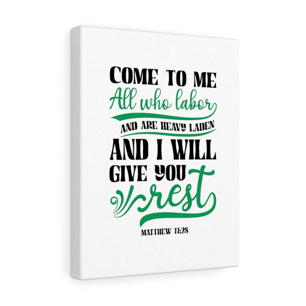 Will Give You Rest Matthew 11:28 Bible Verse Canvas Christian Wall Art Ready to Hang Unframed-Express Your Love Gifts