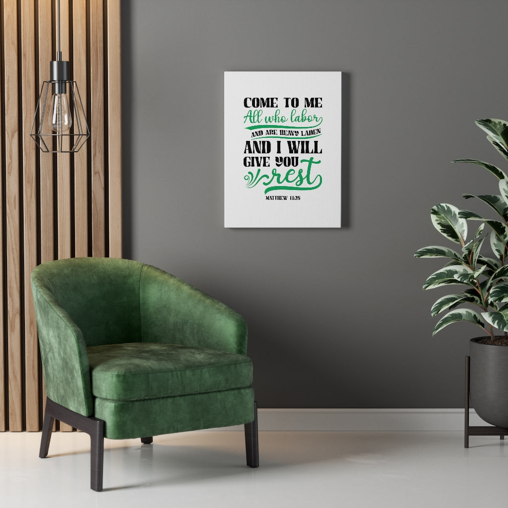Will Give You Rest Matthew 11:28 Bible Verse Canvas Christian Wall Art Ready to Hang Unframed-Express Your Love Gifts