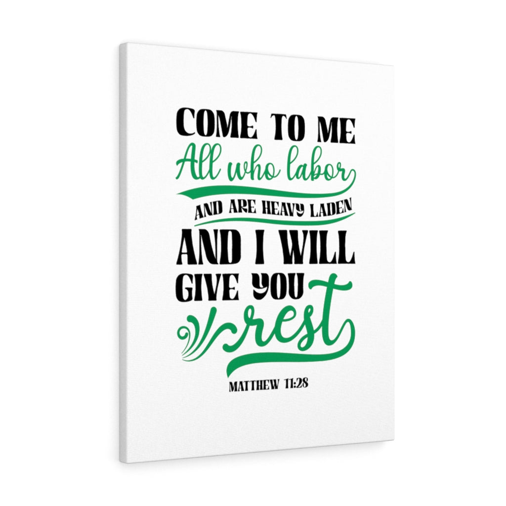 Will Give You Rest Matthew 11:28 Bible Verse Canvas Christian Wall Art Ready to Hang Unframed-Express Your Love Gifts