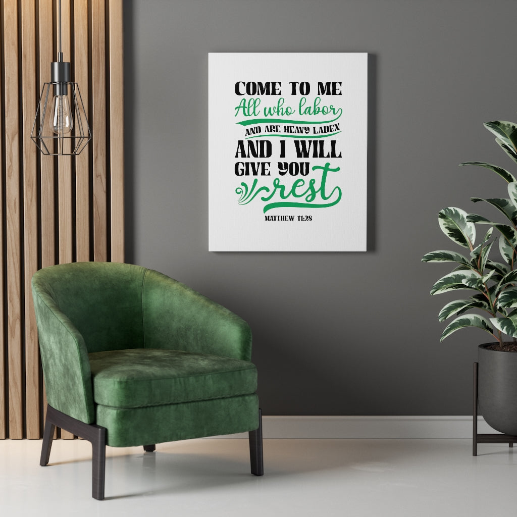 Will Give You Rest Matthew 11:28 Bible Verse Canvas Christian Wall Art Ready to Hang Unframed-Express Your Love Gifts