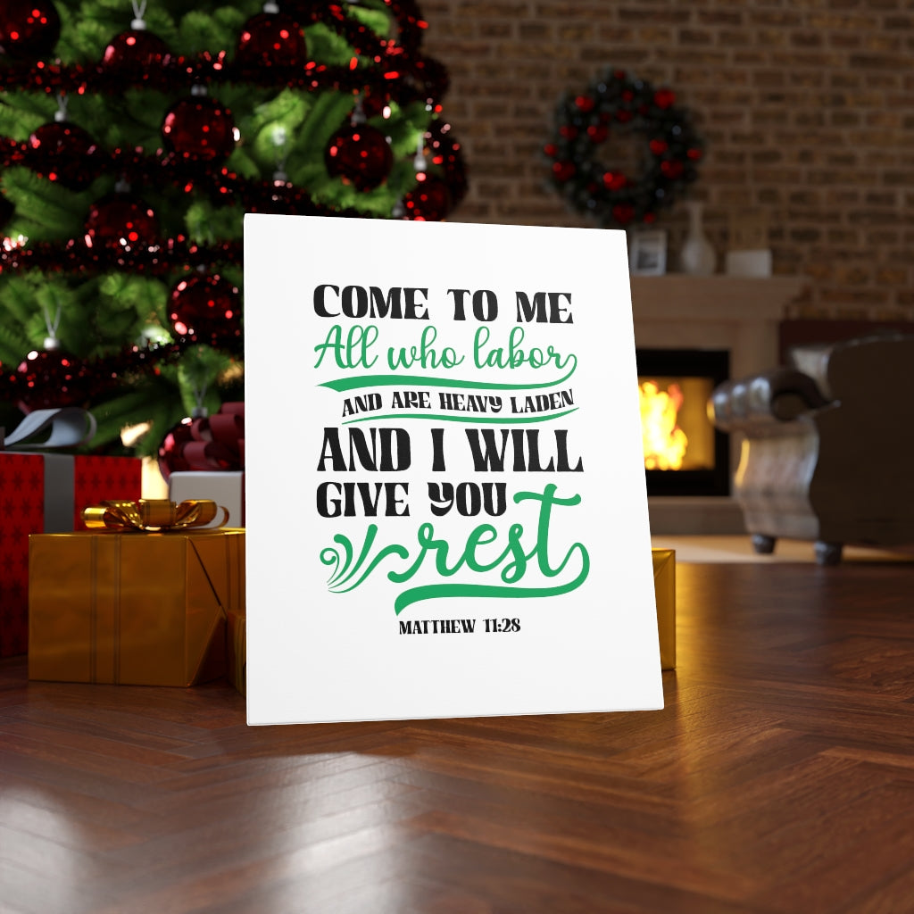 Will Give You Rest Matthew 11:28 Bible Verse Canvas Christian Wall Art Ready to Hang Unframed-Express Your Love Gifts