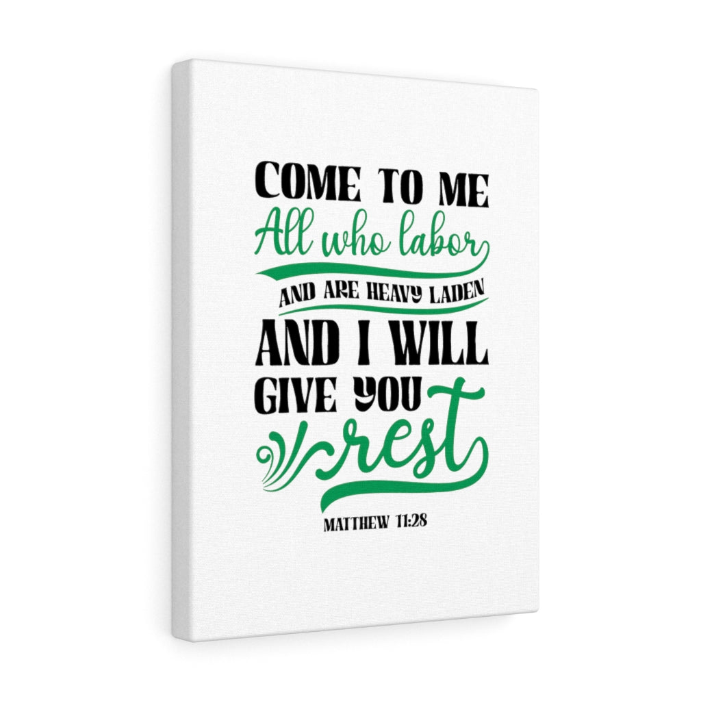 Will Give You Rest Matthew 11:28 Bible Verse Canvas Christian Wall Art Ready to Hang Unframed-Express Your Love Gifts