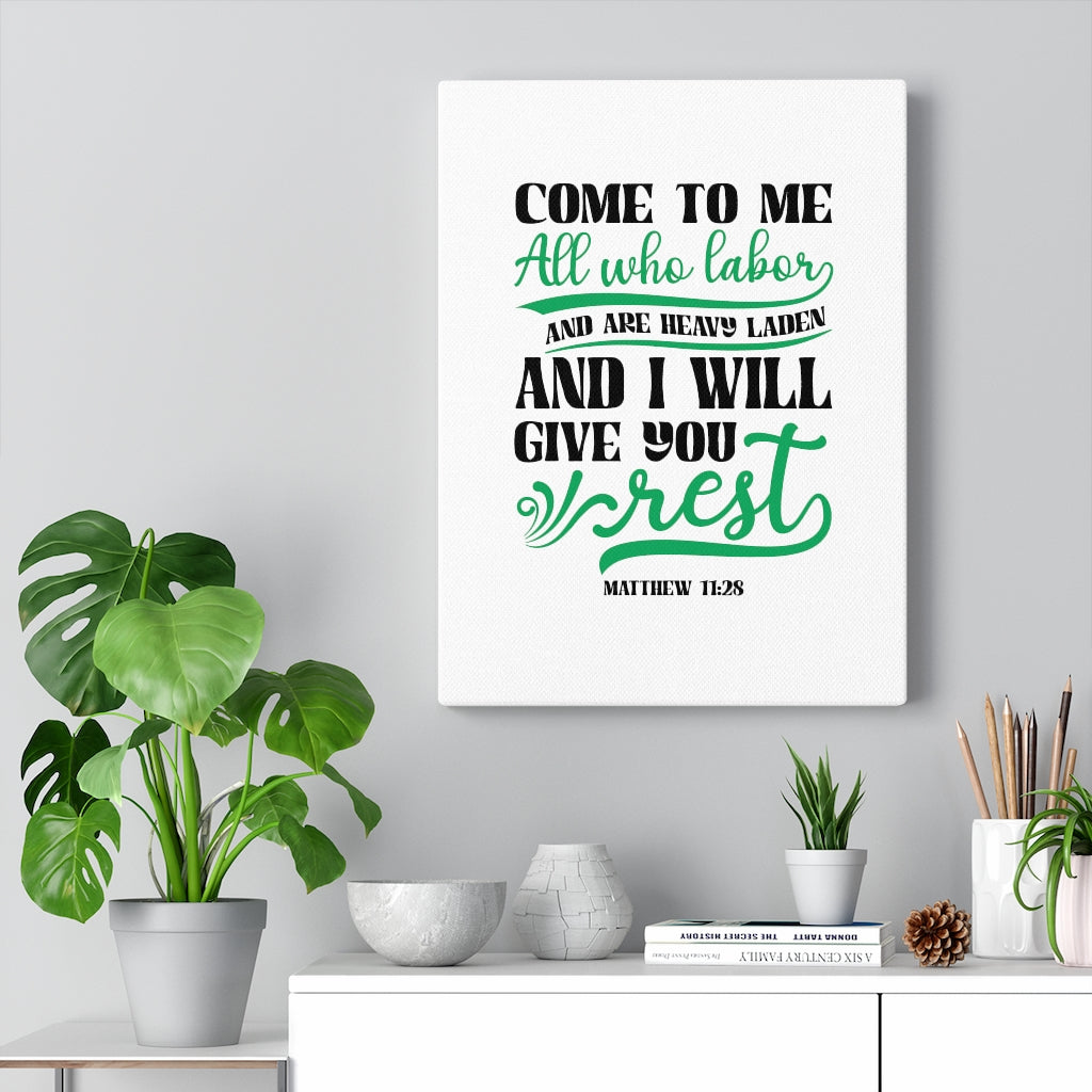 Will Give You Rest Matthew 11:28 Bible Verse Canvas Christian Wall Art Ready to Hang Unframed-Express Your Love Gifts