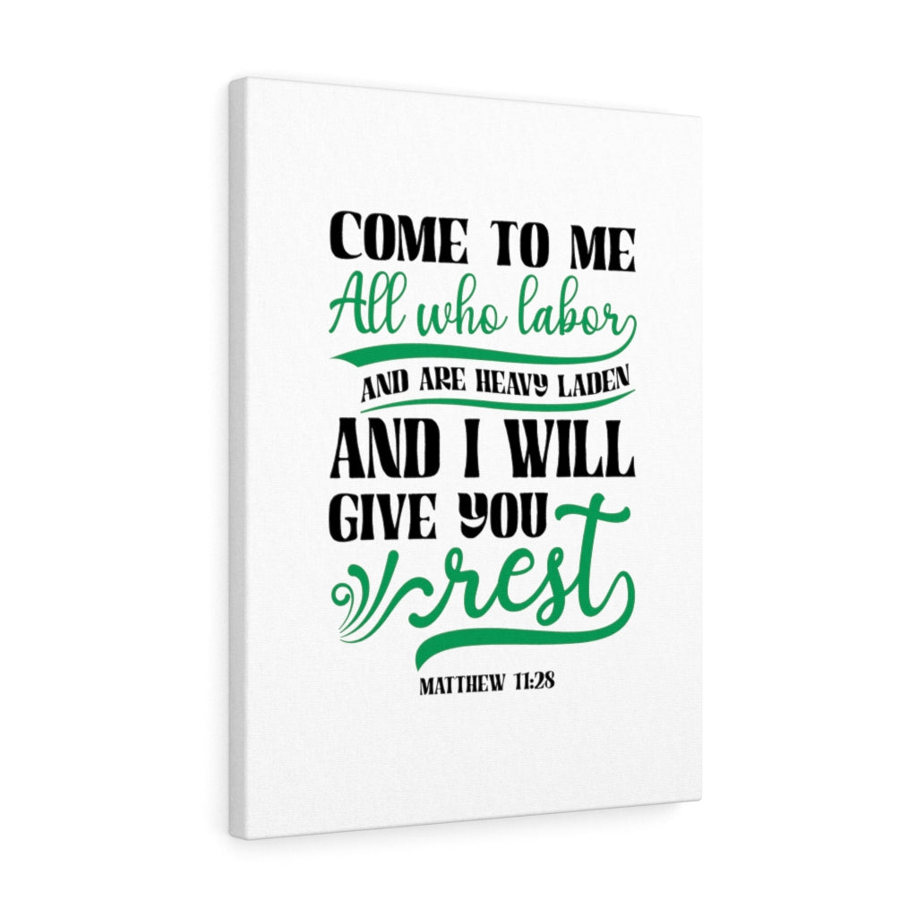 Will Give You Rest Matthew 11:28 Bible Verse Canvas Christian Wall Art Ready to Hang Unframed-Express Your Love Gifts