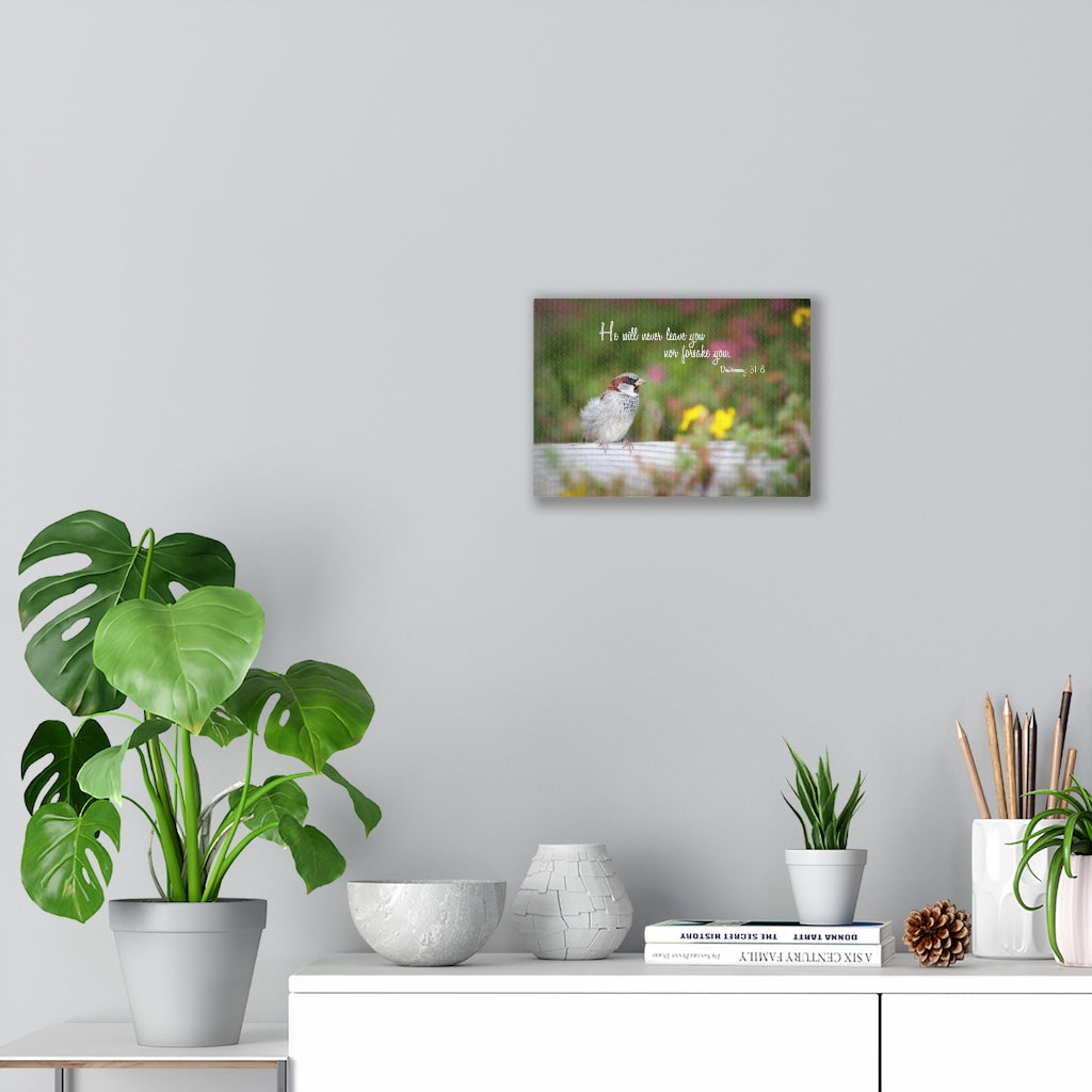 Will Never Leave You Deuteronomy 31:8 Bible Verse Canvas Christian Wall Art Ready to Hang Unframed-Express Your Love Gifts