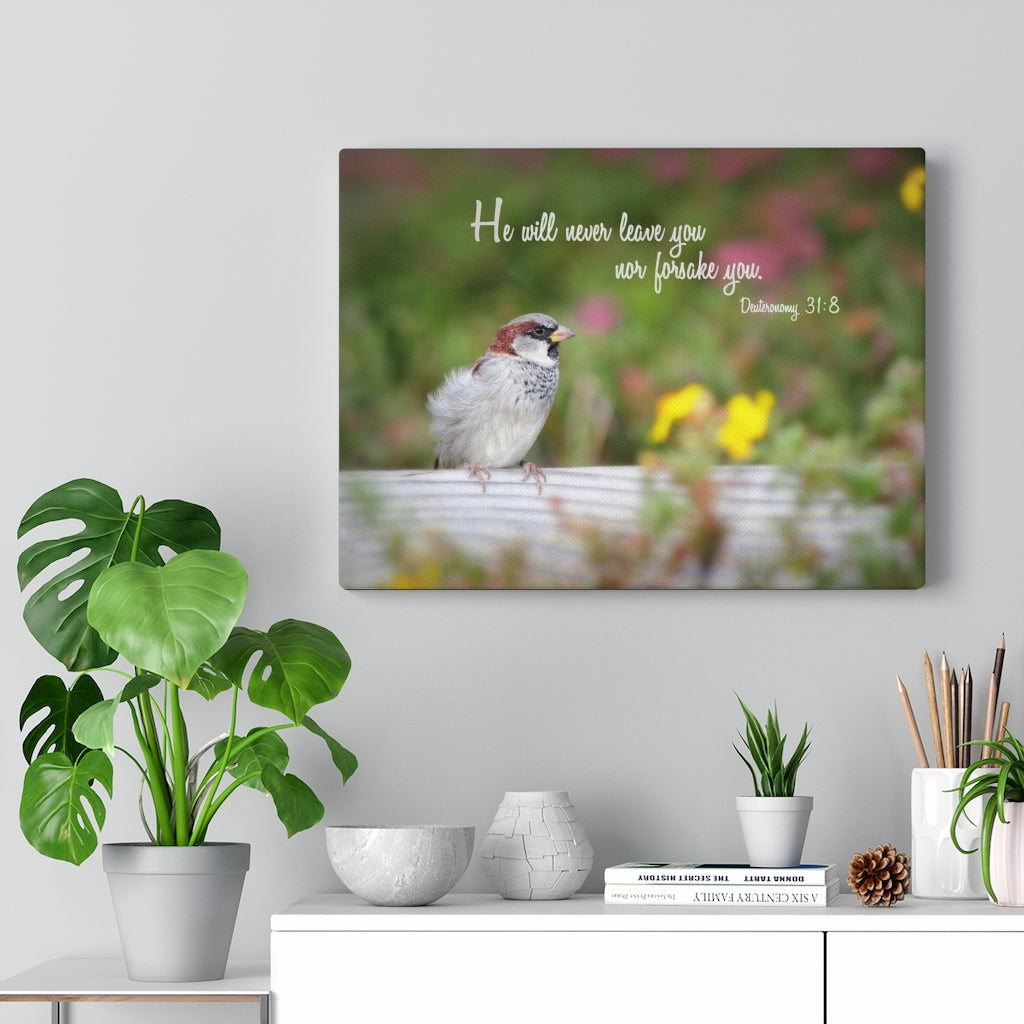 Will Never Leave You Deuteronomy 31:8 Bible Verse Canvas Christian Wall Art Ready to Hang Unframed-Express Your Love Gifts