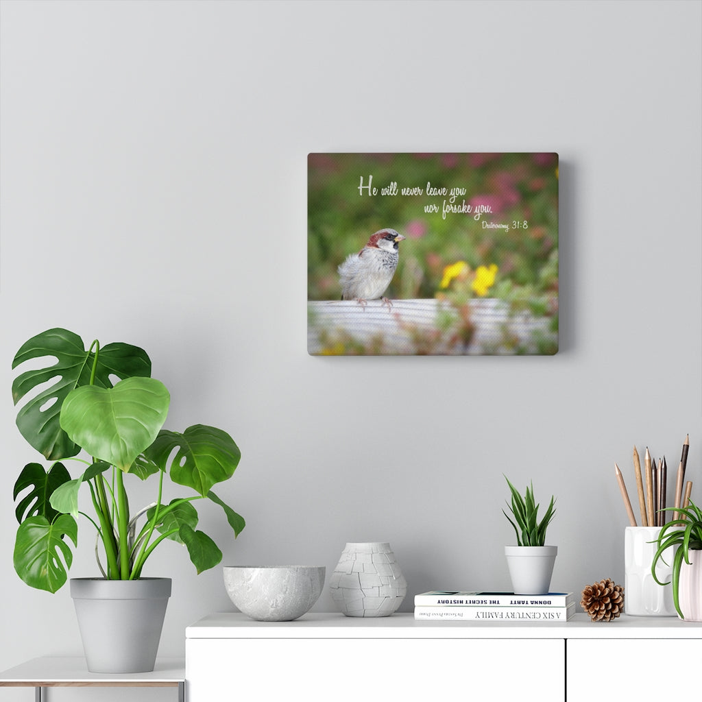 Will Never Leave You Deuteronomy 31:8 Bible Verse Canvas Christian Wall Art Ready to Hang Unframed-Express Your Love Gifts