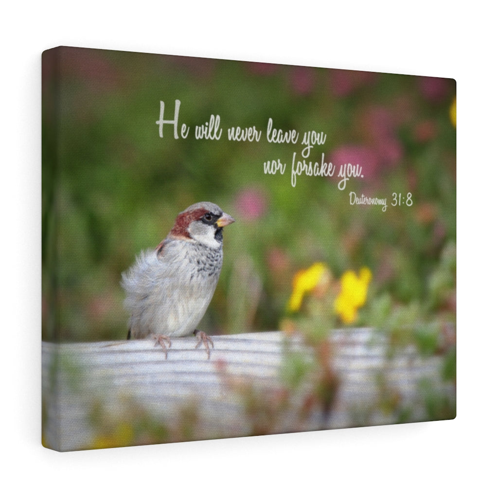 Will Never Leave You Deuteronomy 31:8 Bible Verse Canvas Christian Wall Art Ready to Hang Unframed-Express Your Love Gifts