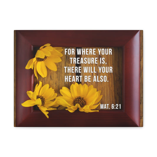 Scripture Walls Will Your Heart Matthew 6:21 Bible Verse Canvas Christian Wall Art Bible Verse Print Ready To Hang Unframed-Express Your Love Gifts