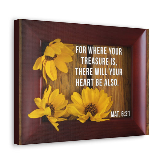 Scripture Walls Will Your Heart Matthew 6:21 Bible Verse Canvas Christian Wall Art Bible Verse Print Ready To Hang Unframed-Express Your Love Gifts