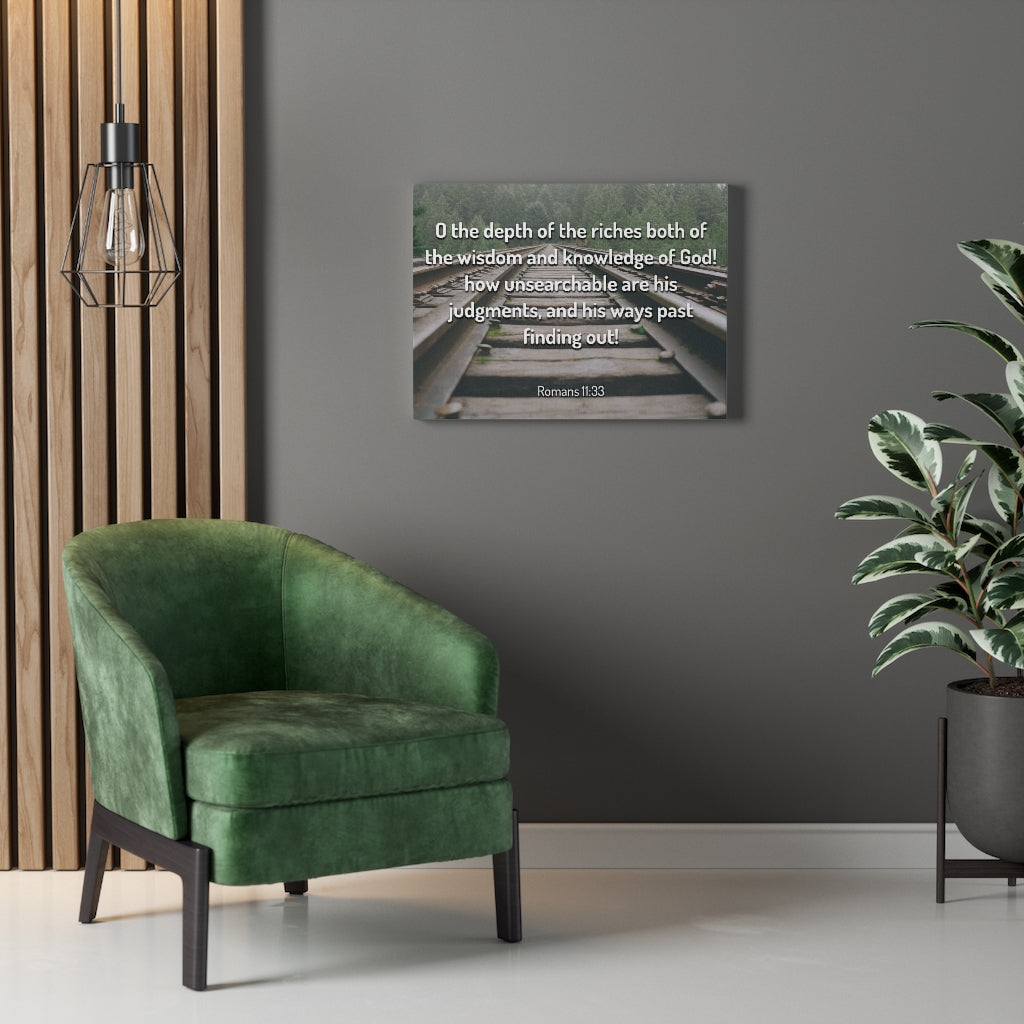 Wisdom And Knowledge Romans 11:33 Bible Verse Canvas Christian Wall Art Ready to Hang Unframed-Express Your Love Gifts