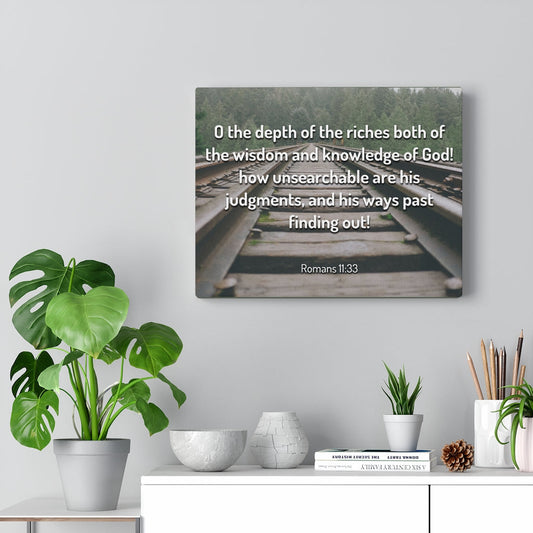 Wisdom And Knowledge Romans 11:33 Bible Verse Canvas Christian Wall Art Ready to Hang Unframed-Express Your Love Gifts