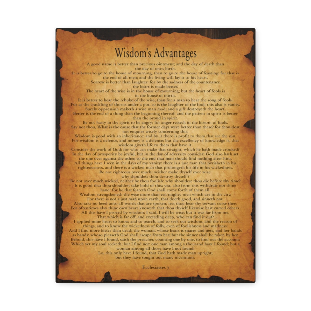 Scripture Walls Ecclesiastes 7 Chapter Gold Brown Bible Verse Canvas Christian Wall Art Ready to Hang Unframed-Express Your Love Gifts
