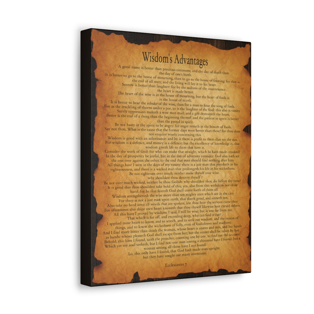 Scripture Walls Ecclesiastes 7 Chapter Gold Brown Bible Verse Canvas Christian Wall Art Ready to Hang Unframed-Express Your Love Gifts