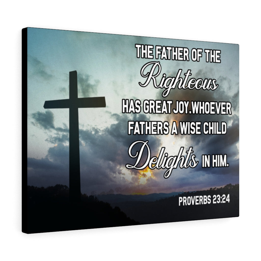 Wise Father Proverbs 23:24 Bible Verse Canvas Christian Wall Art Ready to Hang Unframed-Express Your Love Gifts