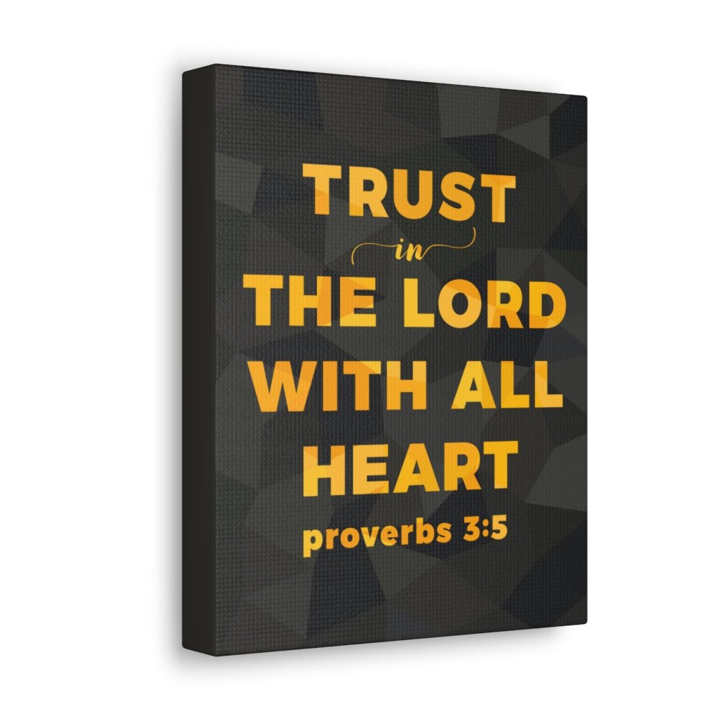With All Heart Proverbs 3:5 Christian Wall Art Bible Verse Print Ready To Hang Unframed-Express Your Love Gifts