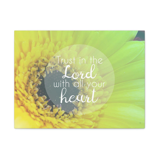 With All Your Heart Proverbs 3:5 Lime Flower Christian Wall Art Bible Verse Print Ready to Hang Unframed-Express Your Love Gifts