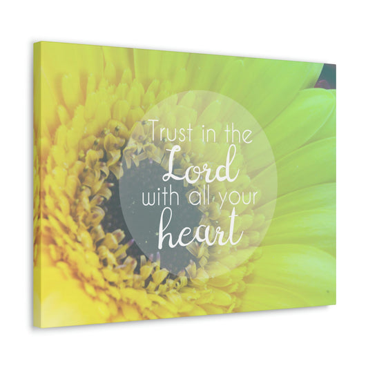 With All Your Heart Proverbs 3:5 Lime Flower Christian Wall Art Bible Verse Print Ready to Hang Unframed-Express Your Love Gifts