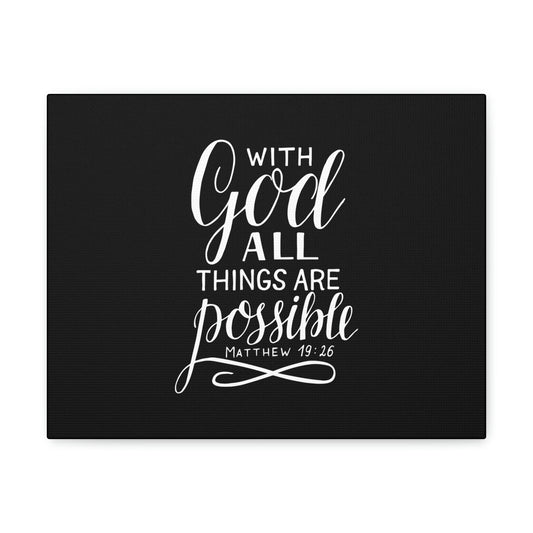 With God All Things Are Possible Matthew 19:26 Black Christian Wall Art Bible Verse Print Ready to Hang Unframed-Express Your Love Gifts