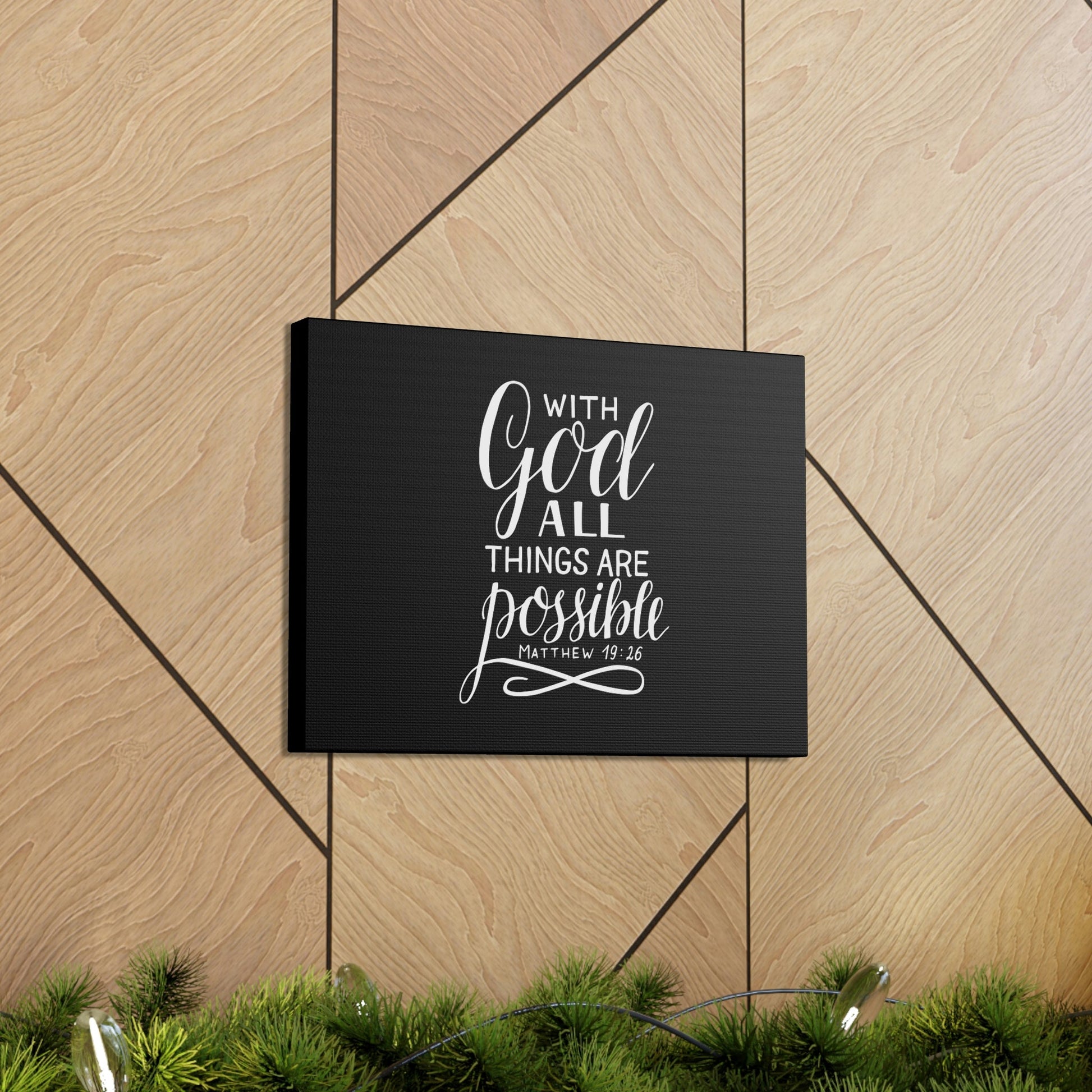 With God All Things Are Possible Matthew 19:26 Black Christian Wall Art Bible Verse Print Ready to Hang Unframed-Express Your Love Gifts