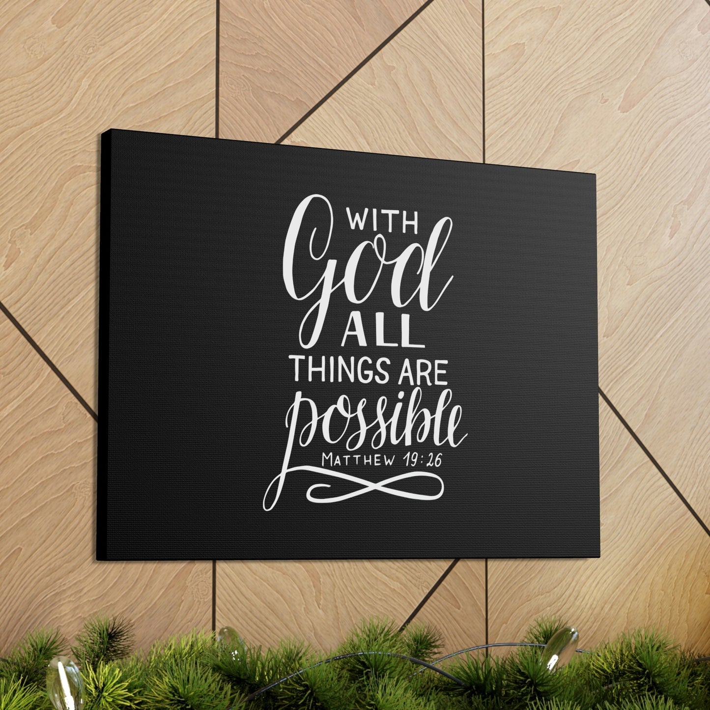 With God All Things Are Possible Matthew 19:26 Black Christian Wall Art Bible Verse Print Ready to Hang Unframed-Express Your Love Gifts